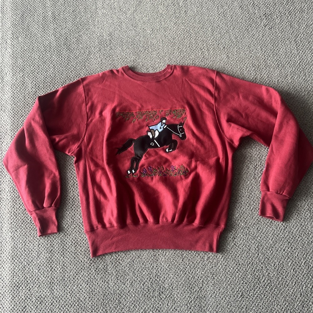 Vintage Equestrian, Horse Riding Jockey Sweatshirt. Pro Weave. MV Sport, XL